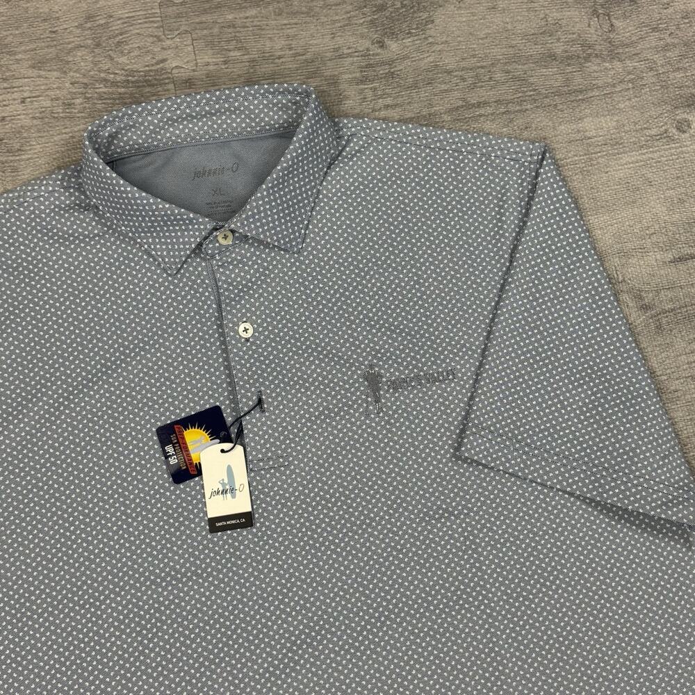 Johnnie-O x PAYNES VALLEY Polo Shirt Mens XL Gray AOP Golf Performance PREPPY
